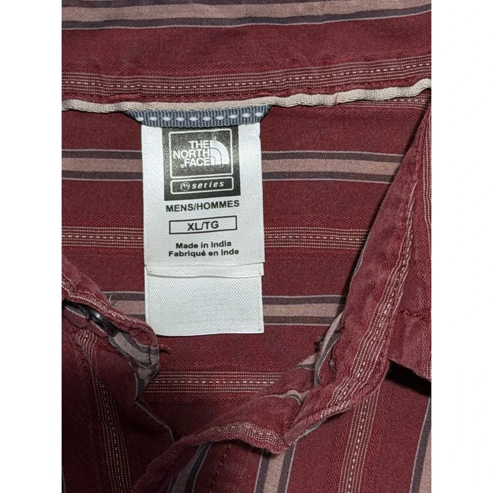 Y2K / Mid-2000s The North Face M Series Striped Button Front Shirt Burgundy XL